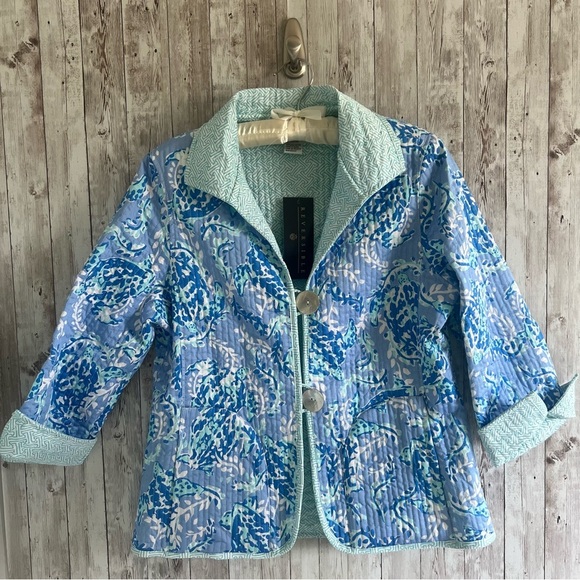 PATTY KIM Lilly Pulitzer Inspired Reversible Cotton Jacket Blazer New Medium - Picture 1 of 4
